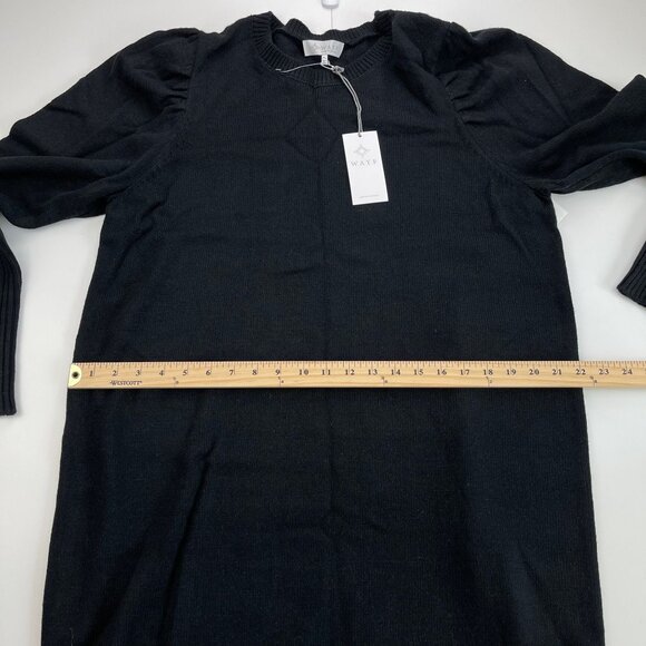WAYF Black Puff Sleeve Long Sleeve Sheath Sweater Dress Size XLarge - Picture 11 of 12